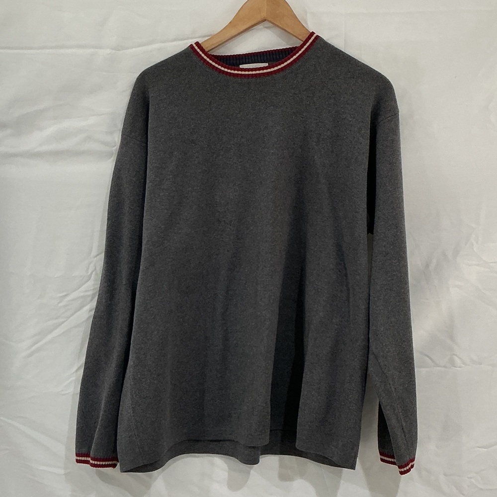 J. Crew Charcoal Sweater with Red Trim - Picture 1 of 7